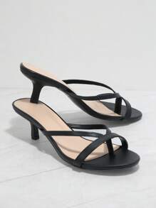 de punta abierta sin cordones tacones kitten - Negro - Ver 1