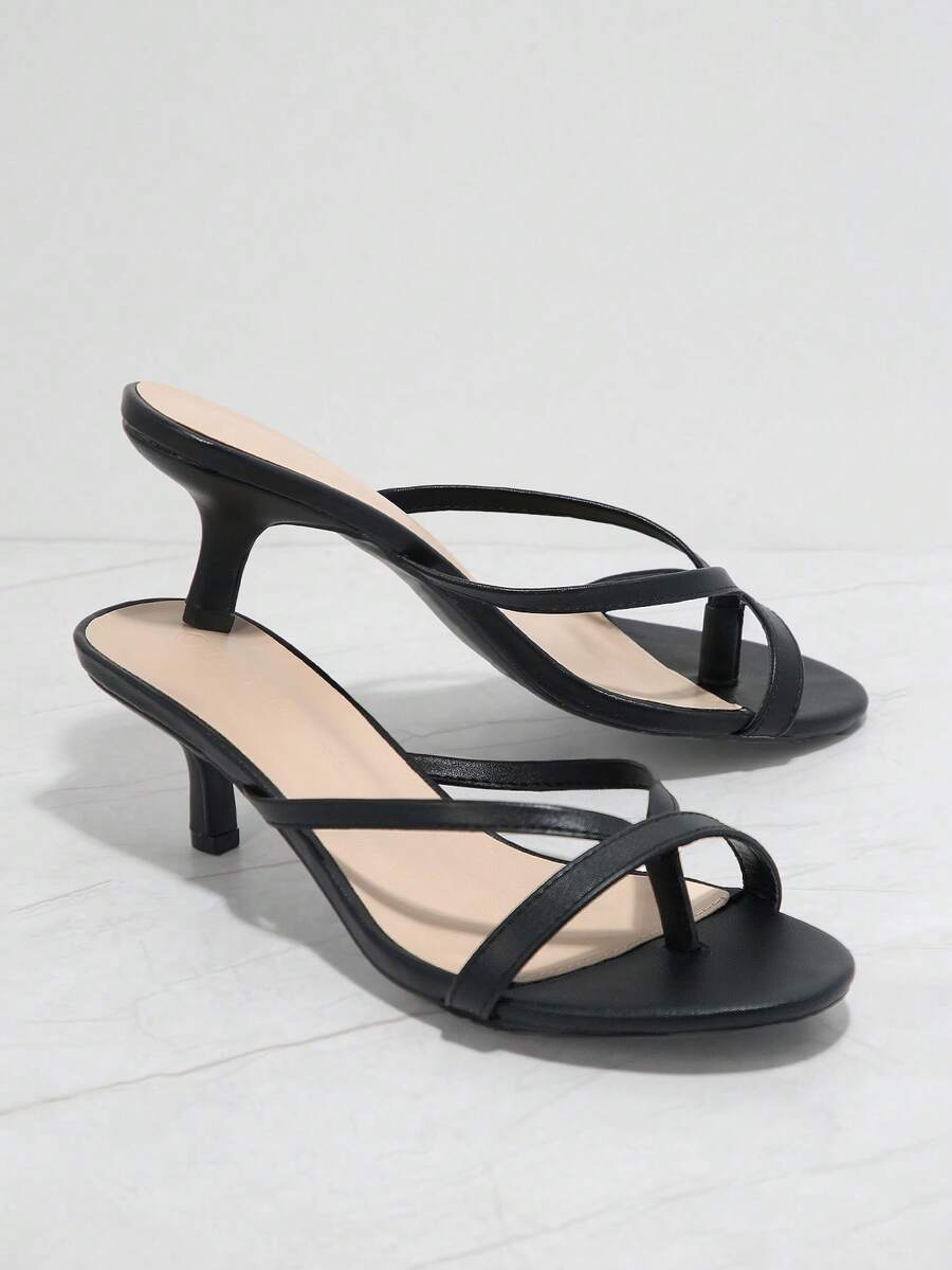 de punta abierta sin cordones tacones kitten - Negro - Ver 1