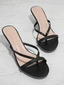 de punta abierta sin cordones tacones kitten - Negro - Ver 2