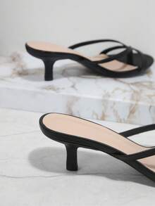 de punta abierta sin cordones tacones kitten - Negro - Ver 3
