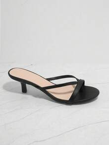 de punta abierta sin cordones tacones kitten - Negro - Ver 4