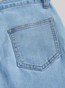 SHEIN Girlism Teen Girl Solid Jeans - Light Wash - View 3