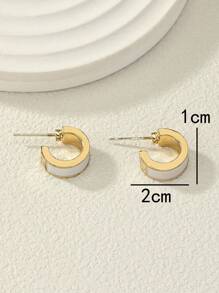1對女士日常裝飾通勤用極簡主義雙色袖口圈形耳環 - 彩色 - 查看 4