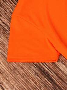 SHEIN LUNE 蜜蜂和標語圖案T恤 - 橘色 - 查看 5