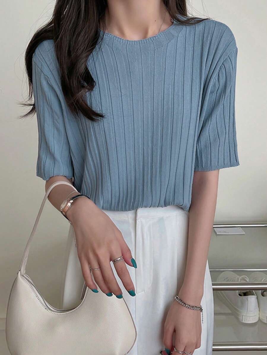 Top unicolor tejido de canalé