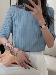 Top unicolor tejido de canalé