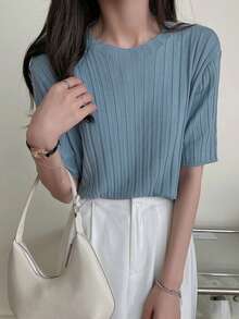 Top unicolor tejido de canalé