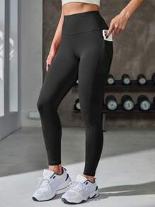 Powerista Leggings deportivos de cintura ancha con bolsillo de móvil