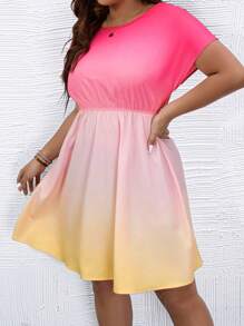 Calvaya 大碼漸層A字連衣裙 - 彩色 - 查看 5