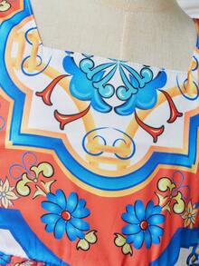 小女童印花層疊下擺洋裝 - 彩色 - 查看 5