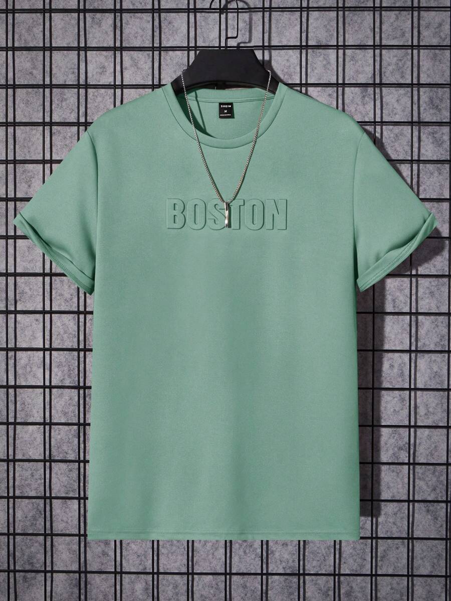 Manfinity NXTstreet Men Letter Pattern Tee - Mint Green - View 1