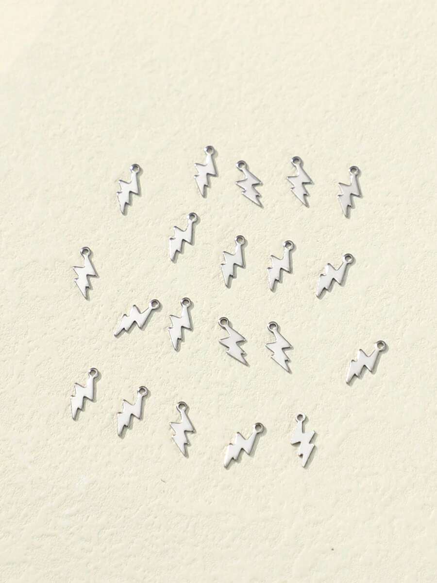 20 件/套不鏽鋼創意閃電人物 DIY 吊墜適合 DIY 項鍊手鍊耳環珠寶製作 - 銀色 - 查看 1