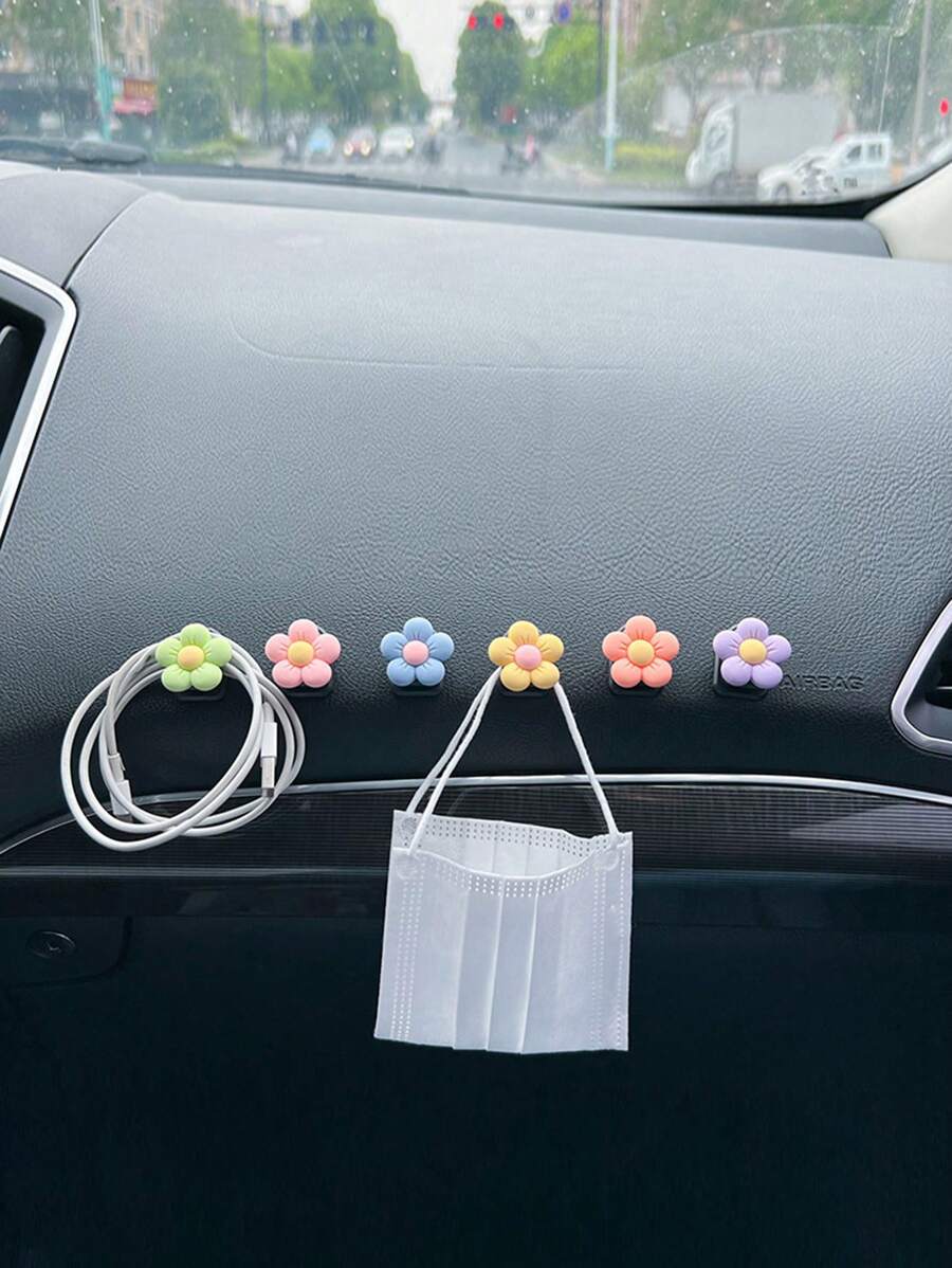 3入組花朵設計車載掛鉤 - 彩色 - 查看 1