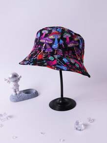 Boho 1pc Women Mushroom Pattern Fashion Bucket Hat - Multicolor - View 2