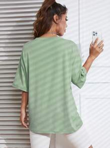 SHEIN Qutie Camiseta de hombros caídos cámara con con estampado floral - verde menta - Ver 2
