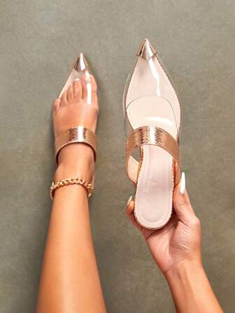 CUCCOO SZL Chaussures Pour Femmes - Mules Plates En Relief de Peau De Serpent Métallique Pour Le Printemps Et L'été