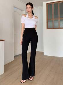 DAZY Classic Solid Straight Leg Wide Leg Pants, Business Casual Work Women Clothes Women Dress Pants