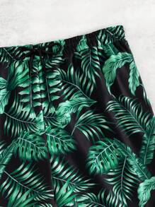 Surfspeed Men 1pc Tropical Print Drawstring Waist Swim Trunks - Multicolor - View 4
