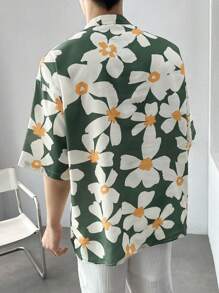 Manfinity VCAY Áo sơ mi nam họa tiết hoa cỡ lớn thả vai - Nhiều màu - Xem 2