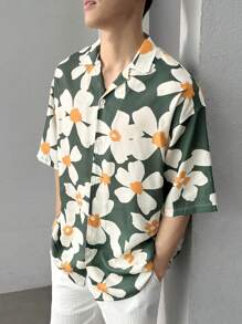 Manfinity VCAY Áo sơ mi nam họa tiết hoa cỡ lớn thả vai - Nhiều màu - Xem 4