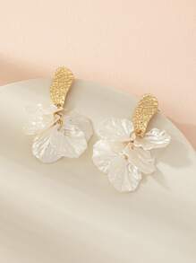 1對時尚花朵裝飾耳墜適合女士日常裝飾 - 彩色 - 查看 1