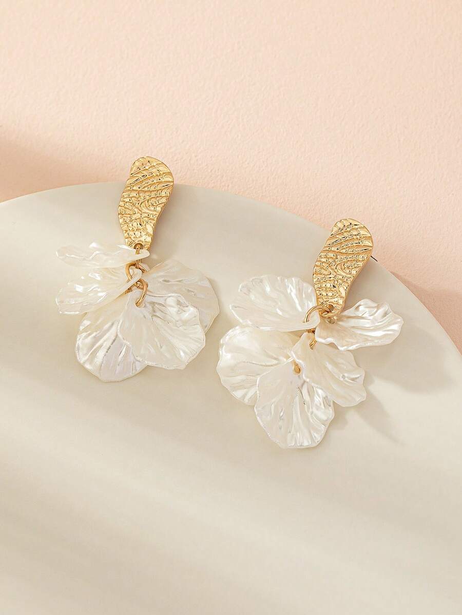 1對時尚花朵裝飾耳墜適合女士日常裝飾 - 彩色 - 查看 1