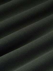 HOMEYEE Đầm Tương phản ren Dây kéo màu trơn Giải trí - xanh quân đội - Xem 4