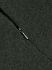 HOMEYEE Đầm Tương phản ren Dây kéo màu trơn Giải trí - xanh quân đội - Xem 5