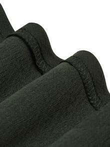 HOMEYEE Đầm Tương phản ren Dây kéo màu trơn Giải trí - xanh quân đội - Xem 6