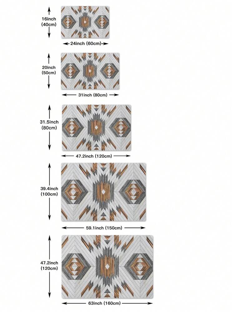 พรม ลวดลาย เรขาคณิต 1 ชิ้น - มัลติคัลเลอร์ - ดู 6
