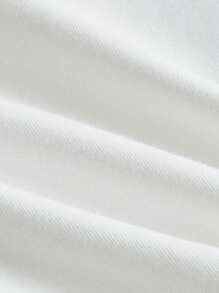 SHEIN MOD 大碼花卉圖案補丁貼短款T恤 - 白色 - 查看 8