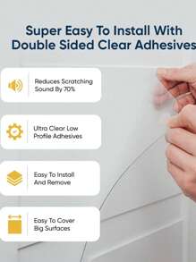 Transparent Vinyl Stickers For Furniture & Door Scratch Protection From Dog & Cat, S(5pcs)/m(5pcs)/l(1roll)/xl(1roll) - Clear - View 4
