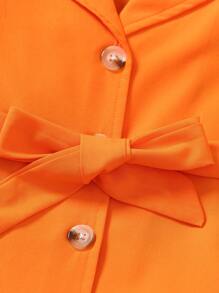 SHEIN Toddler Girls Ruffle Trim Belted Blouse & Flare Leg Pants - Orange - View 4