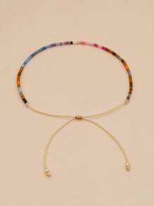 1条彩色串珠可调节手链，女士款，时尚百搭，适合日常佩戴，亦可作为新年礼物