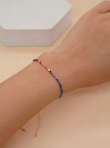 1条彩色串珠可调节手链，女士款，时尚百搭，适合日常佩戴，亦可作为新年礼物