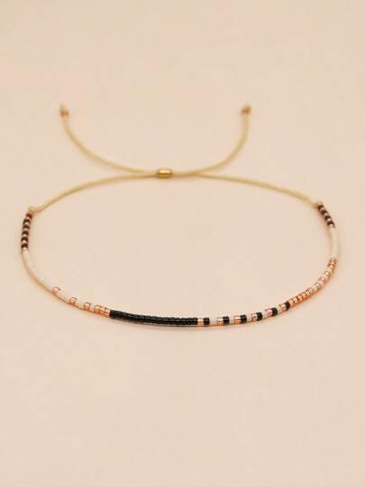 1pc Colorful Beaded Adjustable Bracelet For Women, Fashionable Daily Wear, Suitable As New Year Gift