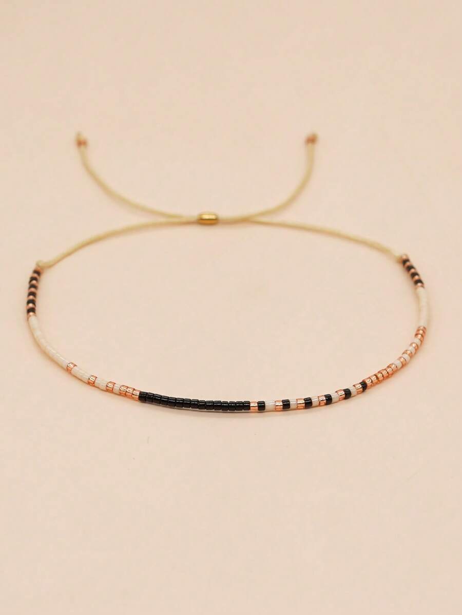 1 pieza Pulsera ajustable con cuentas de colores para mujer, uso diario de moda, adecuado como regalo de Año Nuevo - Multicolor - Ver 1