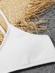 Tween Girl Plain Bikini Set Summer Beach - White - View 3