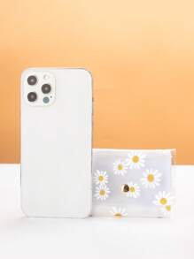 雛菊印花卡片持有人女士錢包，透明錢包木棉花