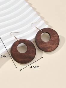 Hollow Out Round Drop Earrings - Brown - View 4