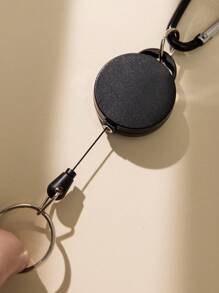 1 móc khóa thông thường hình tròn có thể thu vào dành cho nam - màu đen - Xem 2