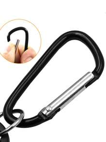 1 móc khóa thông thường hình tròn có thể thu vào dành cho nam - màu đen - Xem 3