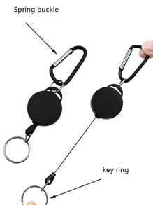 1 móc khóa thông thường hình tròn có thể thu vào dành cho nam - màu đen - Xem 6