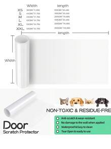 Transparent Vinyl Stickers For Furniture & Door Scratch Protection From Dog & Cat, S(5pcs)/m(5pcs)/l(1roll)/xl(1roll) - Clear - View 2