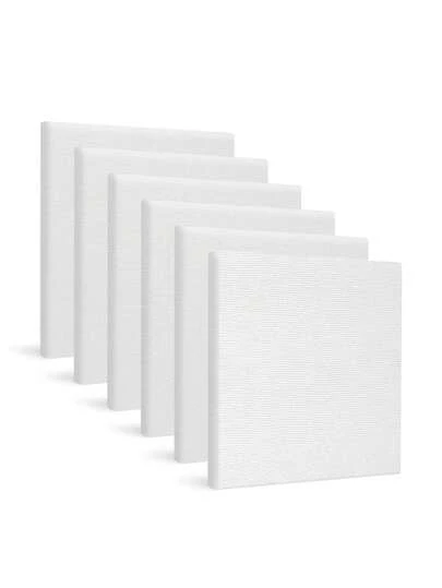 6 块纯色方形画布，简约多用途画布板，适合绘画返校季、返校季、学校用品