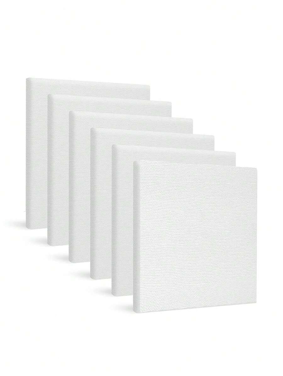6pcs Solid Color Square Painting Canvas, Simple Multi-Purpose Canvas Board For Painting Back To School,Back To School,School Supplies