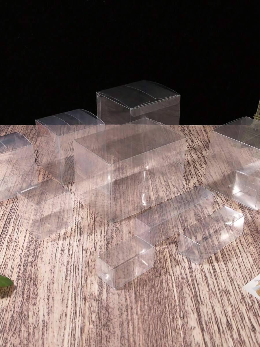 10入組5*5公分透明pvc塑膠禮品包裝盒,需要折疊成形 - 無色 - 查看 1