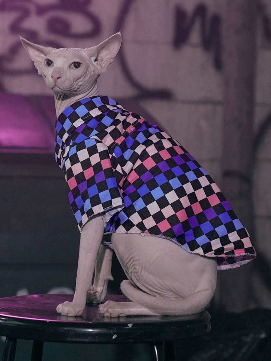 ROMWE 1 áo sơ mi thú cưng họa tiết kẻ sọc cho chó mèo - Nhiều màu - Xem 1