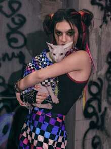 ROMWE 1 áo sơ mi thú cưng họa tiết kẻ sọc cho chó mèo - Nhiều màu - Xem 4