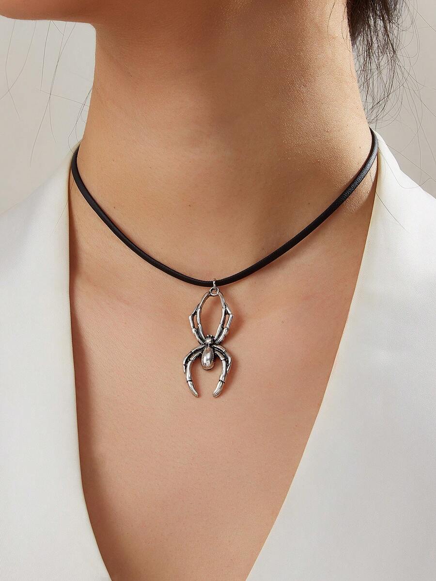 1入組哥特式PU聚氨酯蜘蛛吊墜頸鏈適合女士日常裝飾 - 彩色 - 查看 1